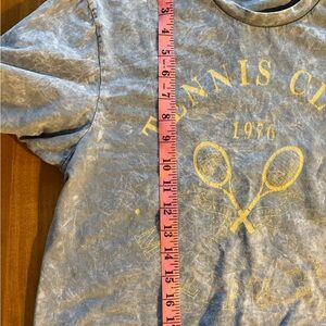 Social Culture Vintage Style Blue Tennis Club Cropped Tee